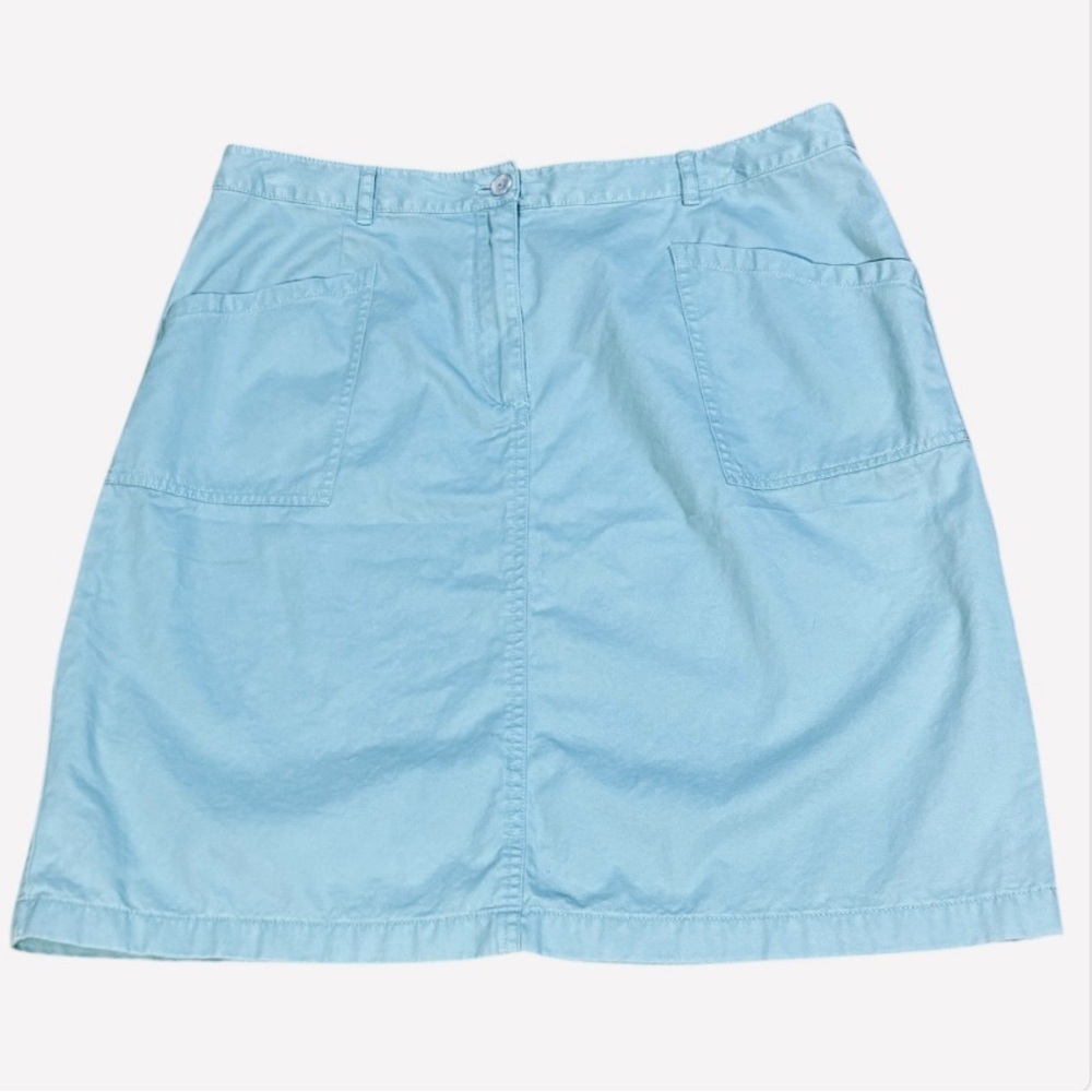 J. Jill  Skirt Light Blue Preppy SZ 12 100% Cotton Lightweight Pockets Slit Back